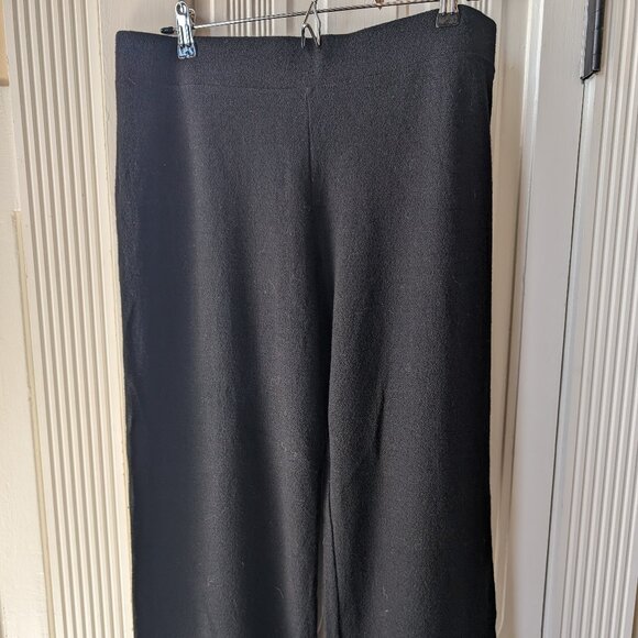 Eileen Fisher - Black Wool Wide Leg Pants - Picture 1 of 6